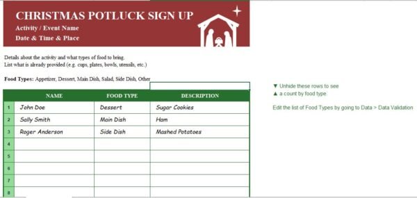 Christmas Potluck Sign-Up