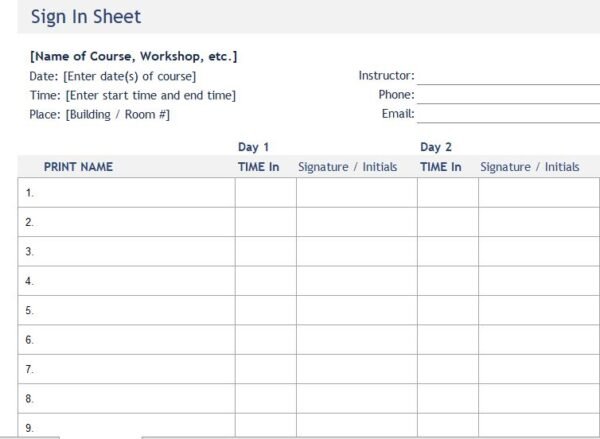 Course Sign-In