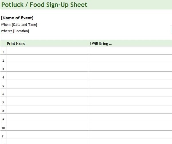 Potluck Sign-Up