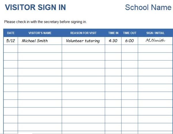 School Visitor Sign-In