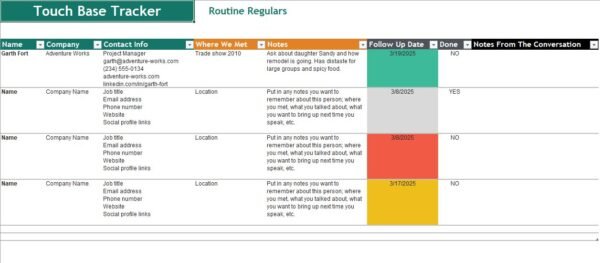 Touch Base Tracker