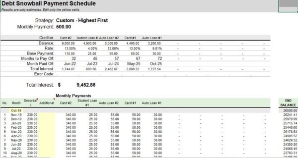 Debt Reduction Calculator – Excel Template