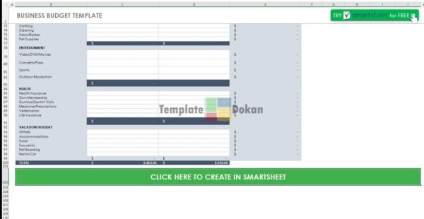 Business Budget Template