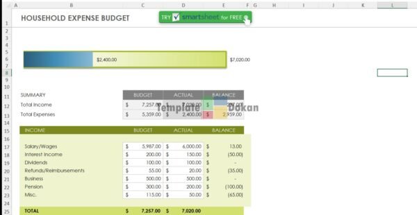 Household Expense Budget Template Updated