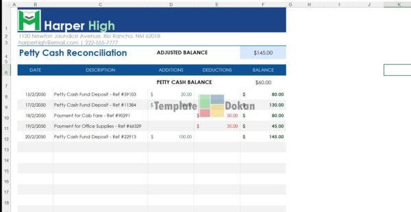 Petty Cash Reconciliation Template