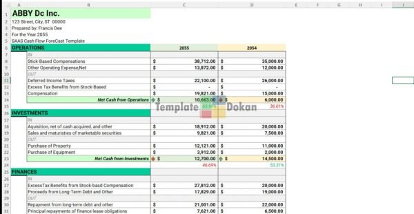 Saas Cash Flow Forecast Template