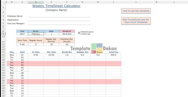 Timesheet Calculator Trumpexcelrevised 2017 V1