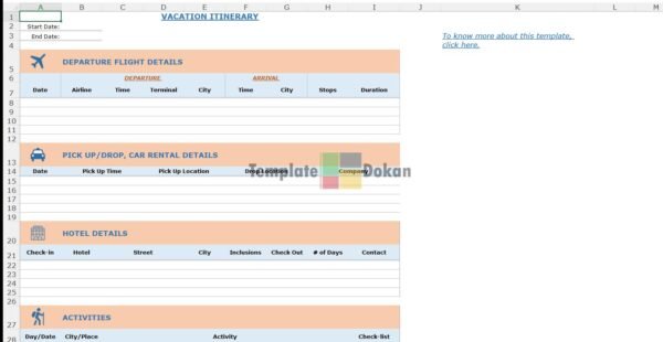 Vacation Itinerary Template Trumpexcel