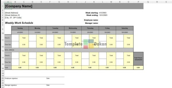 Weekly Work Schedule
