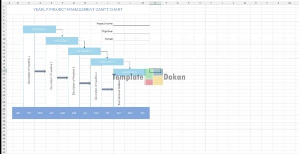 Yearly Project Management Gantt Chart Letter