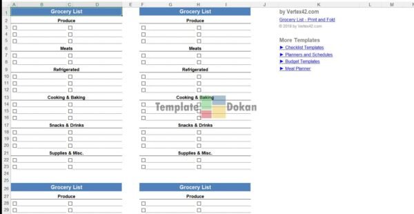 Grocery List Print Fold