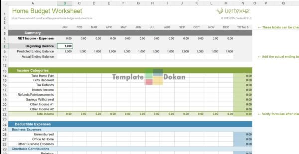 Home Budget Worksheet