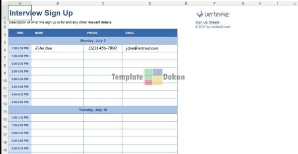 Interview Sign Up Sheet