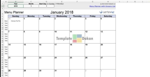 Menu Planner With Grocery List