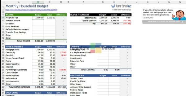 Monthly Household Budget