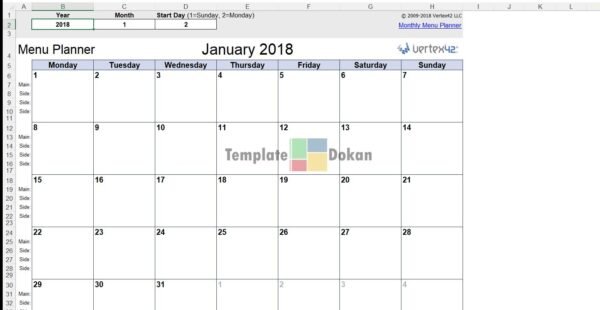 Monthly Menu Planner