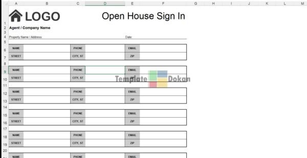 Open House Sign In Sheet Detailed A