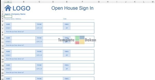 Open House Sign In Sheet Detailed B