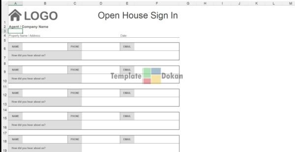 Open House Sign In Sheet Simple B