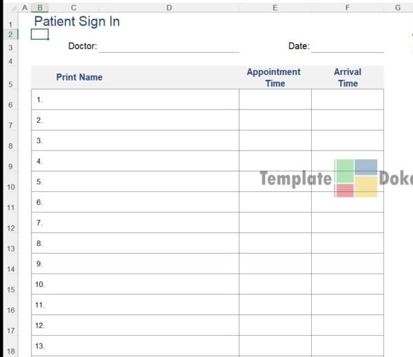 Patient Sign In Sheet