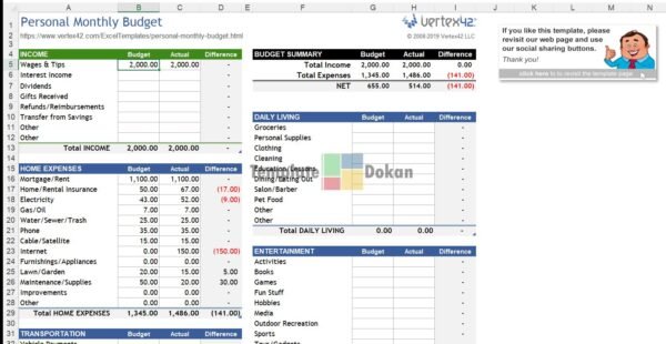 Personal Monthly Budget