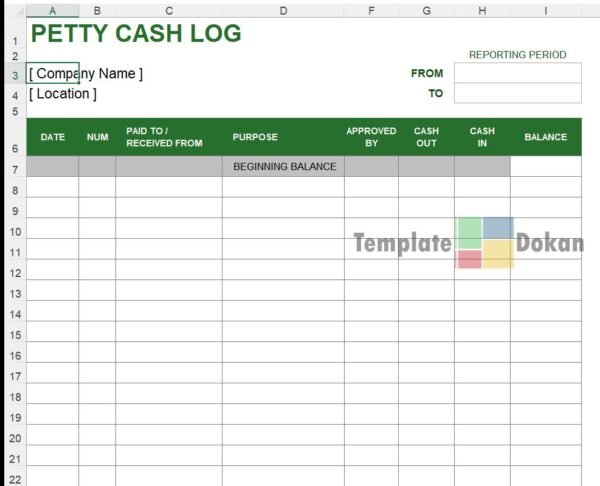 Petty Cash Log
