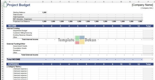 Project Budget Monthly