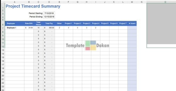 Project Timecard Summary