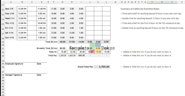 Time Card Calculator Biweekly