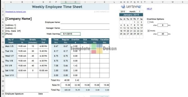 Timesheet With Breaks In Minutes