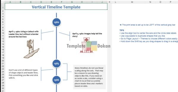 Vertical Timeline With Shapes