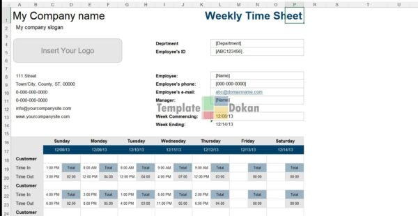 Weekly Timesheet Multiple Jobs