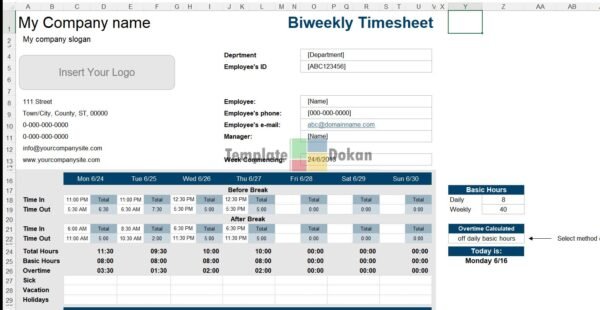 Weekly Timesheet With Breaks